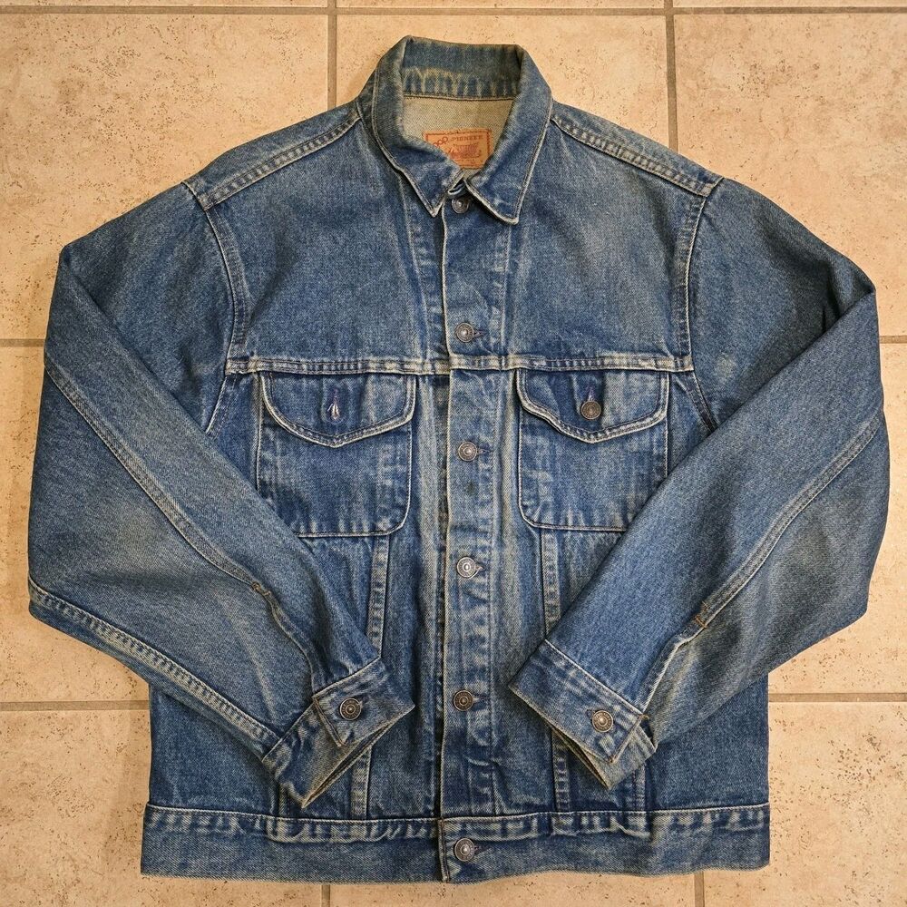 Vintage 80s Gap Pioneer Denim Blue Jean Trucker Jacket Men's Size Medium